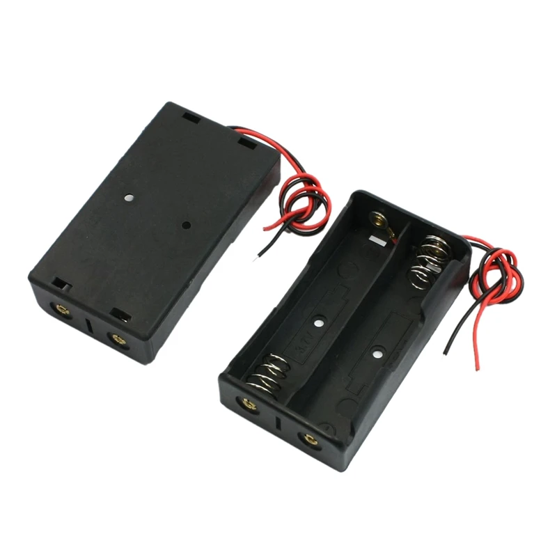 

2pcs Black 2 x 18650 3.7V Battery Holder Case Box w Wire Leads #8