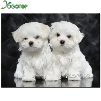

YOGOTOP 5D Diy Diamond Painting Cross Stitch maltese dog Pet Animal Full Square Embroidery Mosaic Kits Crafts Home Decor QA407