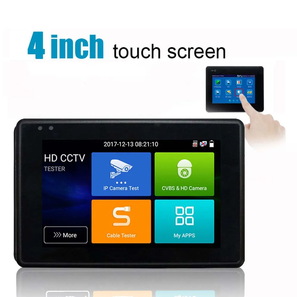 

4-дюймовый наручный HD-тестер камеры видеонаблюдения H.265 4K IP 8MP TVI 4MP CVI 5MP AHD аналоговый 5-в-1 CCTV тестер монитор с Wi-Fi