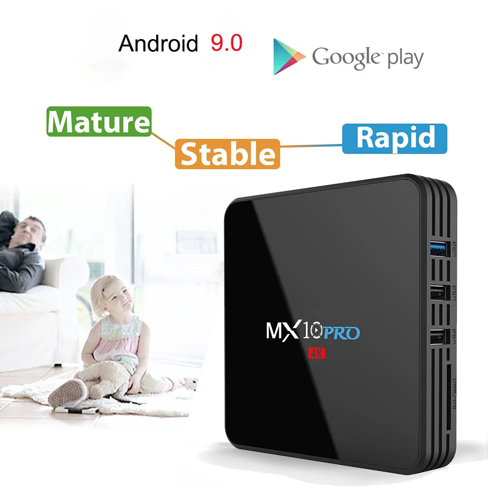 ТВ приставка MX10 Pro на Android 9 0 4 ГБ DDR3 32 Гб eMMC RK3328 четырехъядерный 4K HDR 2 4G/5 8G WIFI USB 3 PK X96