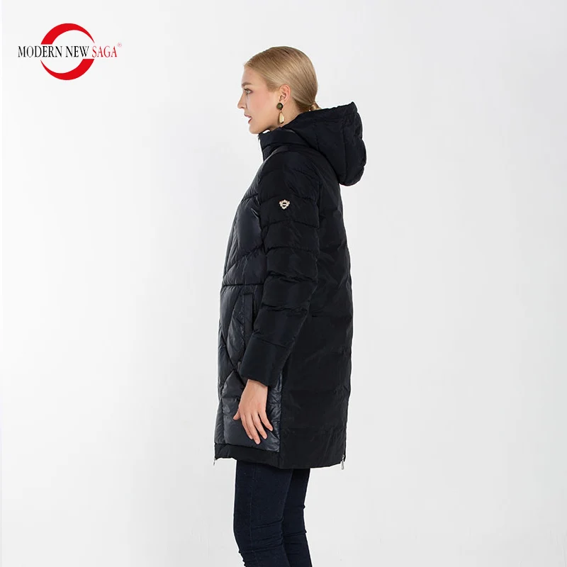 MODERN NEW SAGA 2019 New Winter Warm Parkas Thick Cotton Padded Overcoat Womens Female Long Style Jacket Fashion Hooded Coats