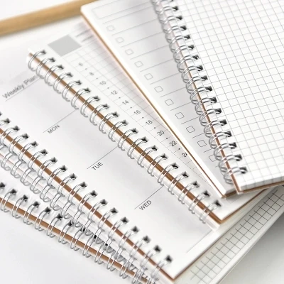 2018 simple vintage spiral notebook kraft grid dot blank daily weekly planner book time management planner