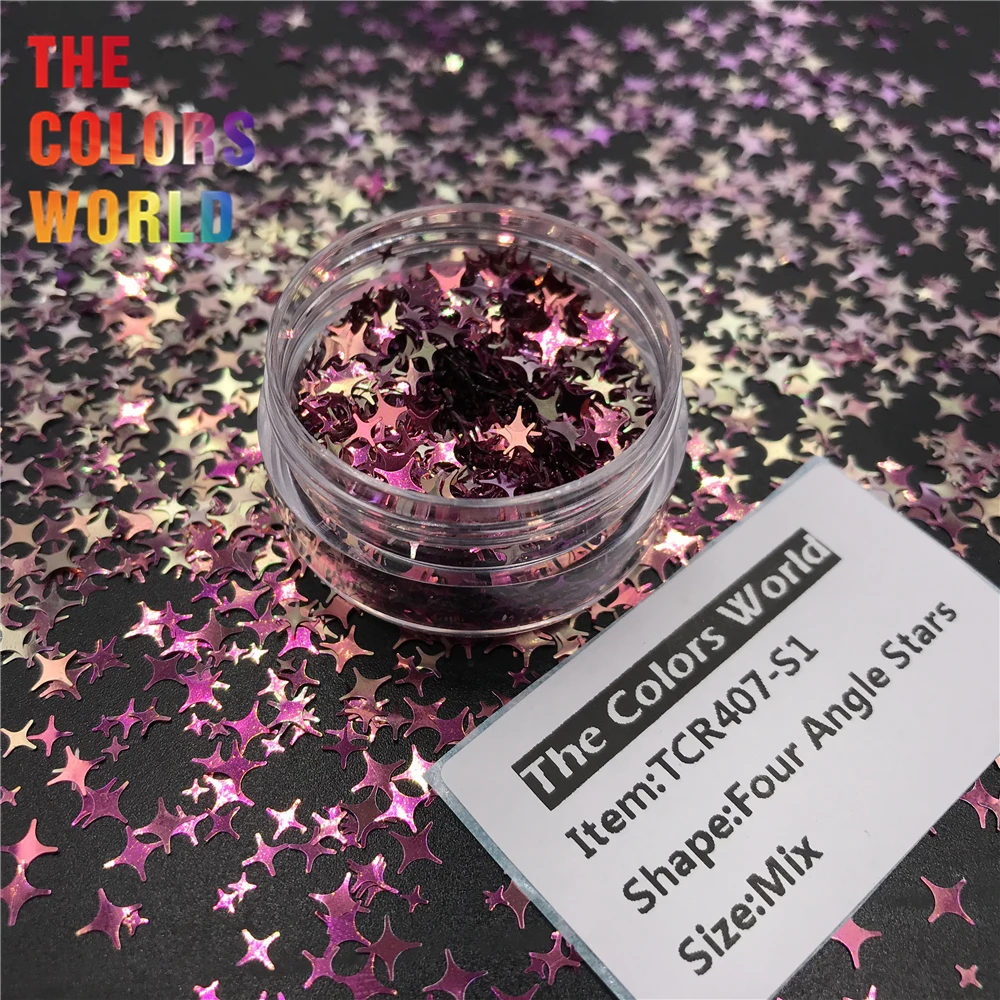 Camaleão Quatro Estrelas Ângulo Unha Glitter Decoração Art Maquiagem Copos Artesanato Festival Acessórios Fornecedores Tct-351 Cor 3 Brilho p/ unha