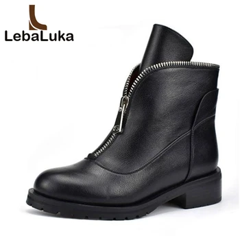 

Tuyoki High Quality Women Ankle Boots Zipper Winter Fur Shoes Women Warm Motorcycle Flats Boots Soft Footwear Size 34-42