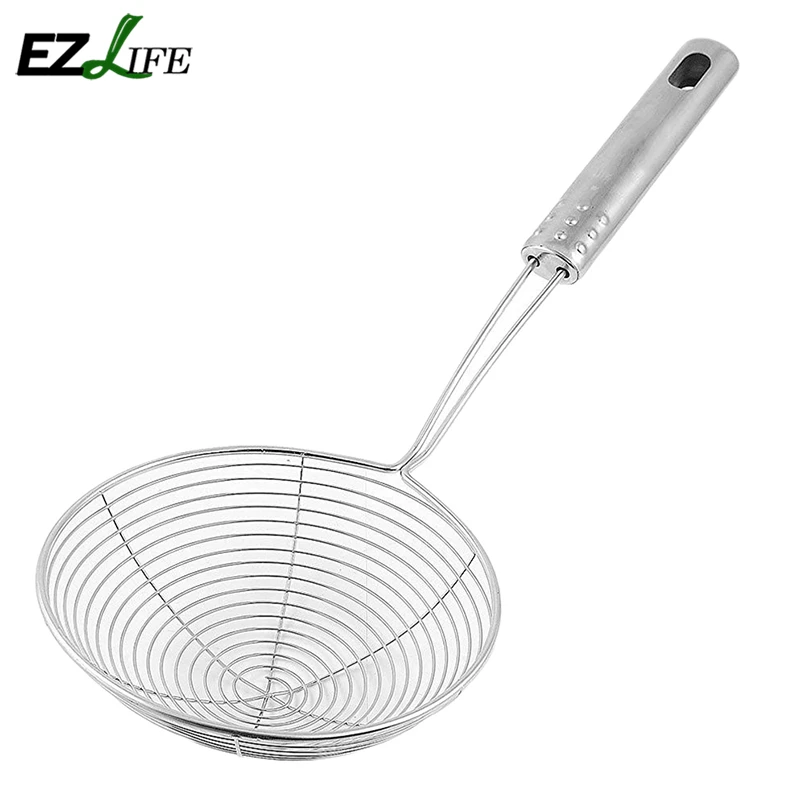 

Stainless Steel Mesh Strainer Colander With Handle Cookware Oil Strainer Flour Sifter Sliver Colander Kitchen Tool JR0050