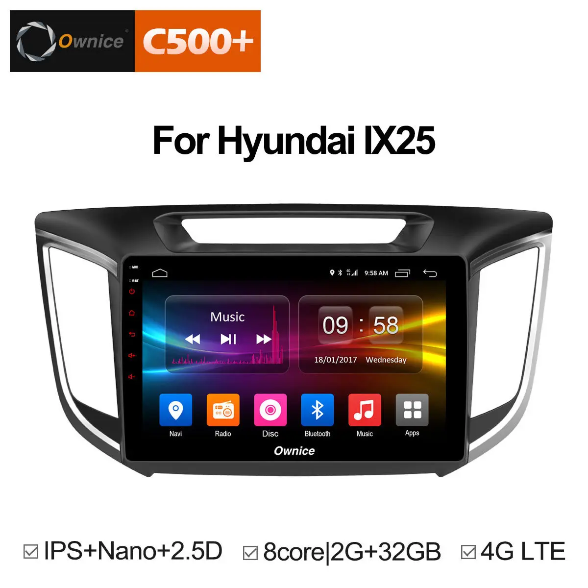 Ownice C500 + G10 Android 8,1 Octa 8 Core 2G/32G автомобиля Радио DVD плеер с gps-навигатором для HYUNDAI IX25 2014 2015 2016 bt Поддержка 4 аппарат не привязан к оператору