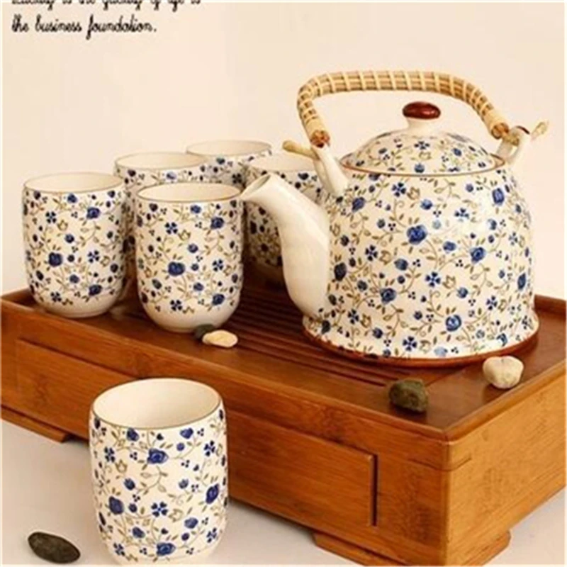 7 шт./компл. керамический чайный набор без чая лоток 1 чайник 6 чайных чашек красоты посуда Чайный фарфор пить инструменты Лучший Подарки