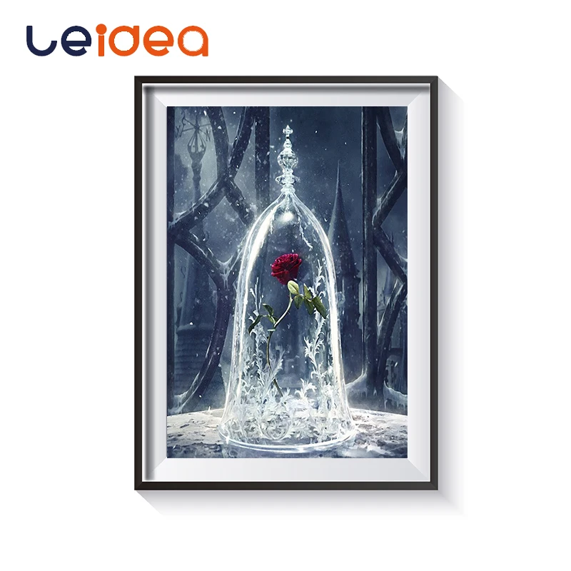 

Acrylic Painting Paint By Numbers Wall Art Canvas Pictures Crystal Rose Hand-painted DIY Coloring By Number Decorations