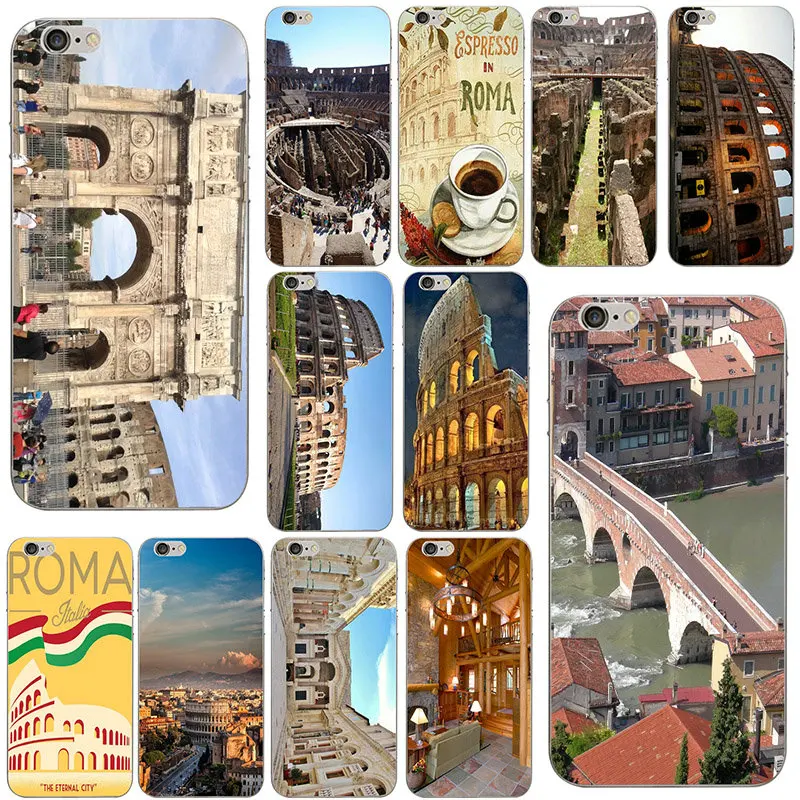 Fashion Colosseum Rome Italy Soft Silicone TPU Mobile Phone Cases Cover for iPhone X 10 7 6 6s 8 Plus 4 4S 5 5S SE 5C Bags | Мобильные