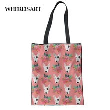 WHEREISART, цветок питбуля, Женская Холщовая Сумка для покупок, многоразовые тканевые сумки, экологически чистые товары, сумка-тоут, подарок, повседневные сумки на плечо