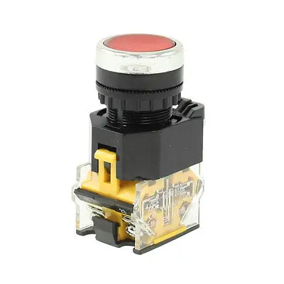 Panel Mounted 1NO+1NC 4-Terminal Push Button Switch 380VAC 10A w Red LED Light | Обустройство дома
