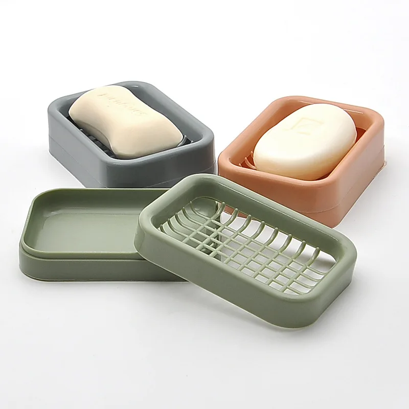 

Drainage Soap Box Creative Plastic Double-layer Manual Mesh Filter Soap Box