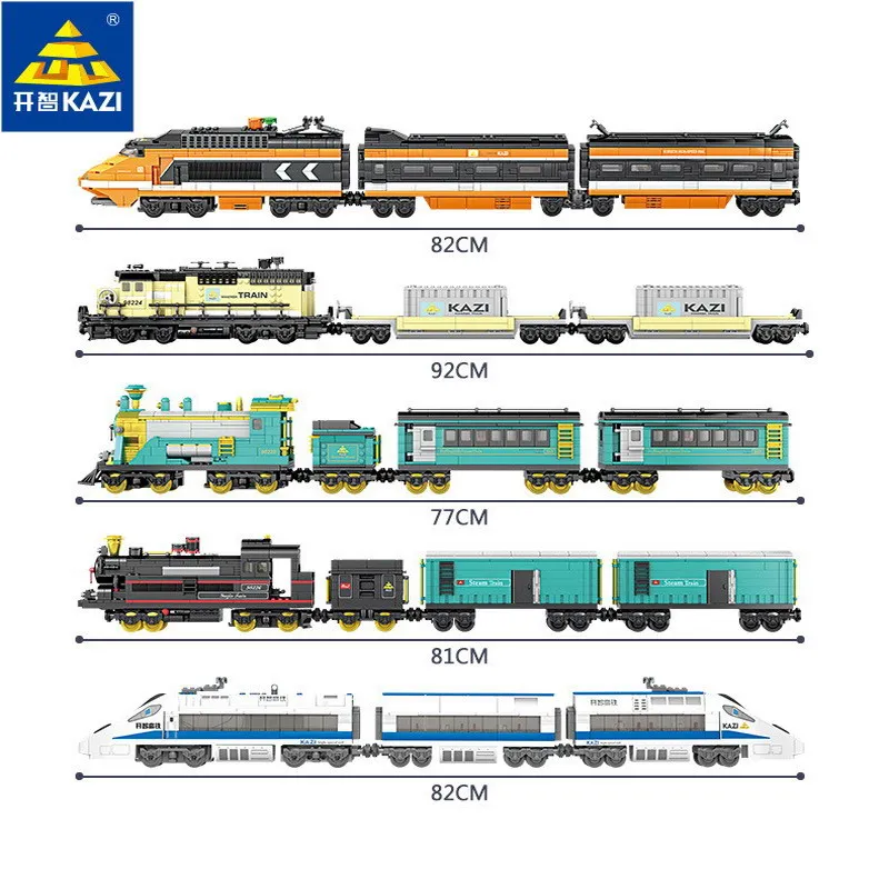 KAZI Электрический Ретро паровой дизельный Паровозик модель поезда строительные блоки Обучающие Фигурки игрушки для детей Рождественский подарок