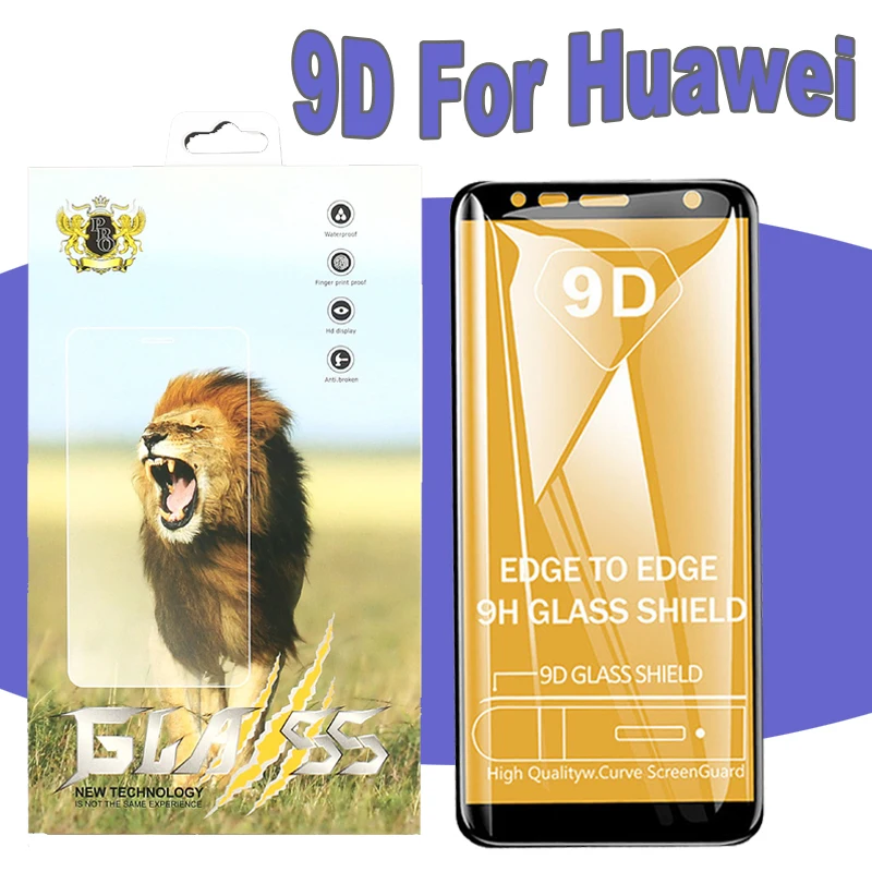 50pcs 9D Full Cover Tempered Glass For Huawei Honor V20 20 20i 10 Lite 9S 9E 8S 8X Max HD Anti-Scratch Film With New Package