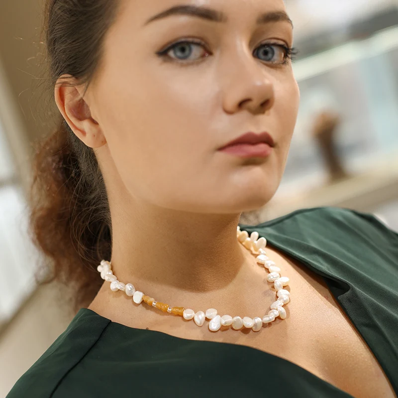 

DAIMI Natural Baroque Pearl Set Pearl Necklace Bracelet 8-9mm Baroque Jewelry Gift For Women Fine Jewelry