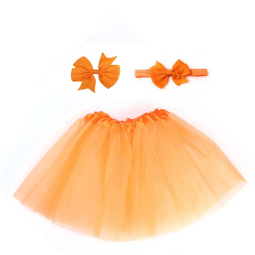 Милая юбка-пачка для новорожденных девочек и повязки на волосы для фотографирования, костюм для малышей, детская одежда, короткая Пышная юбка для малышей, Bebe - Цвет: Оранжевый