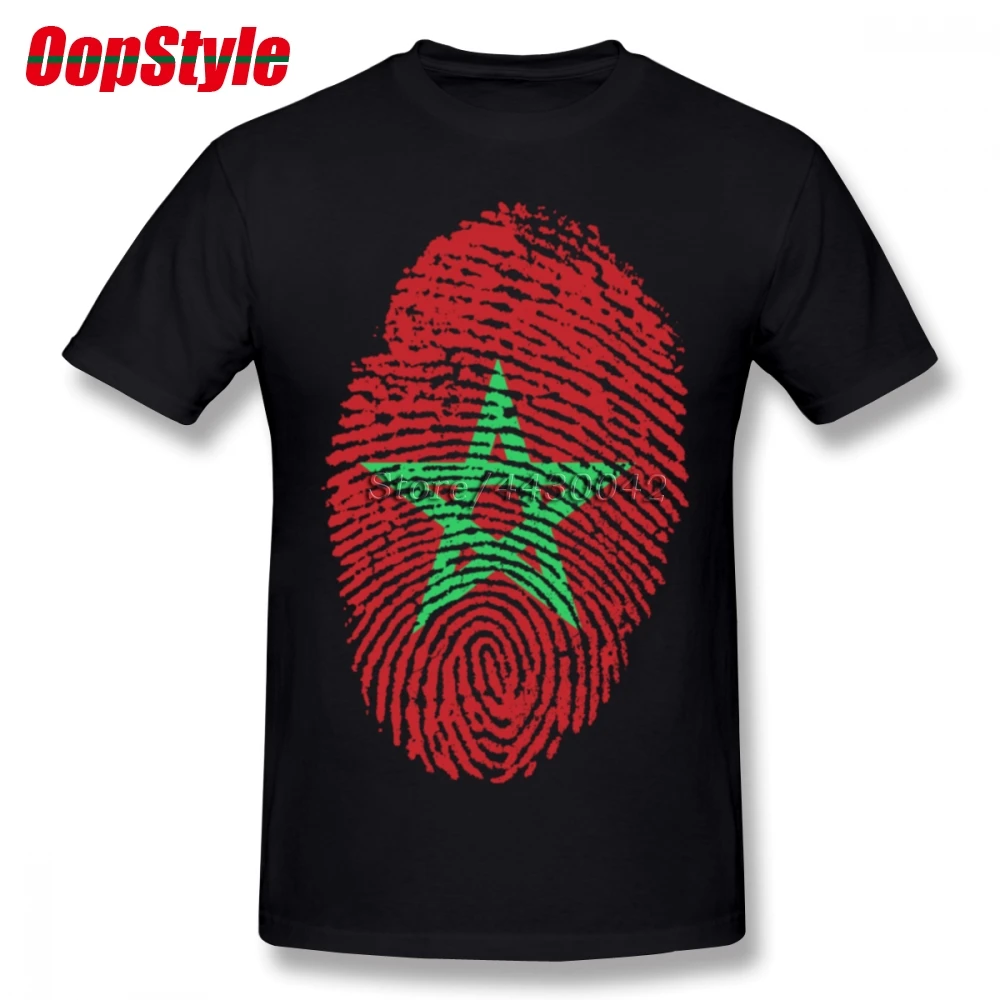 Morocco Flag Fingerprint T-shirt For Men Dropshipping Short Sleeve Cotton Plus Size Custom Team Tee 4XL 5XL 6XL | Мужская одежда