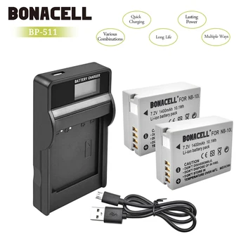 

bonacell 1400mAh NB-10L NB 10L Battery LCD Charger for Canon PowerShot SX50 SX60 HS G1 X G15 G16 SX-Series SX40 HS SX50 SX60