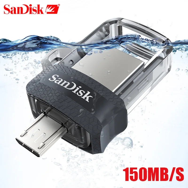 SanDisk OTG Dual USB Flash DrivePen 16GB 32GB 64GB 128GB Drive Pen USB 3.0 150MB/S USB Flash Drive for PC and Android phones SanDisk OTG Dual USB Flash DrivePen 16GB 32GB 64GB 128GB Drive Pen USB 3.0 150MB/S USB Flash Drive for PC and Android phones