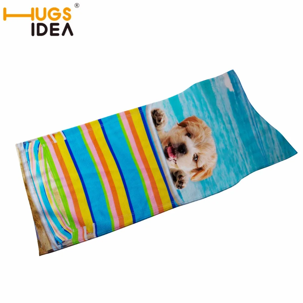 

HUGSIDEA Design Beach Towel Bath Towel Beautiful Beach Dog Cat Printed Hand Towel Face Towel Comfortable 35*75cm Kitchen Cloth