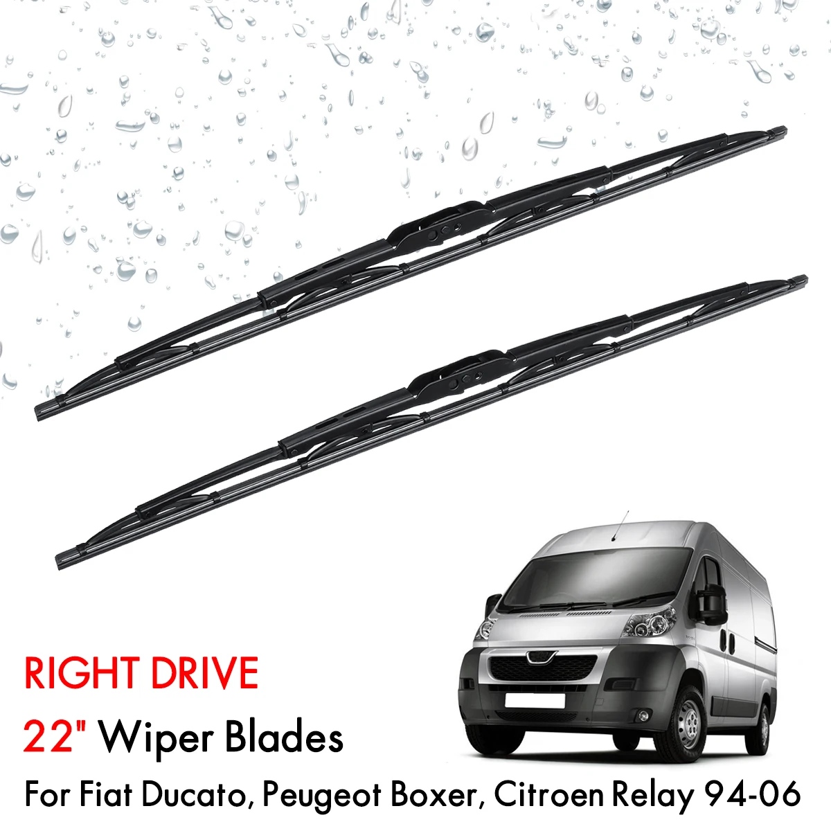 

2Pcs Car Front Windscreen Wiper Blades For Fiat Ducato for Peugeot Boxer for Citroen Relay 1994-2006 22inch