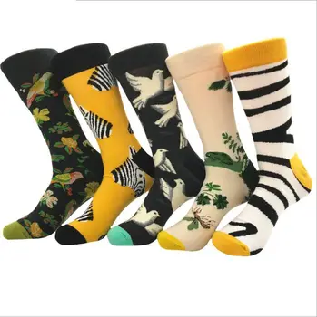 

Men Socks Cartoon Bird Flower Plant Kawaii Funny Happy Casual Male Cotton Hosiery Streetwear Skate Harajuku
