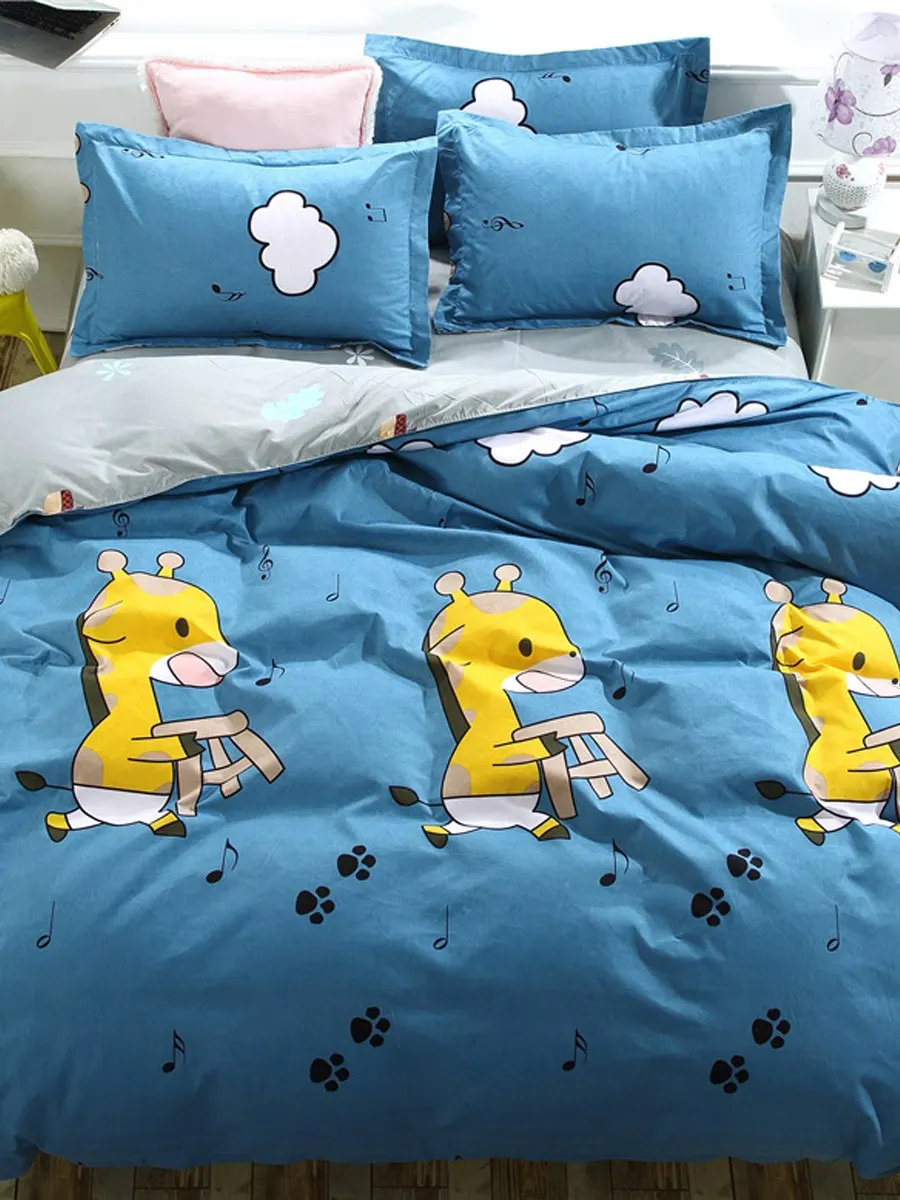 

4Pcs Bedding Set Cartoon Pattern High Quality Durable Home Linen Set