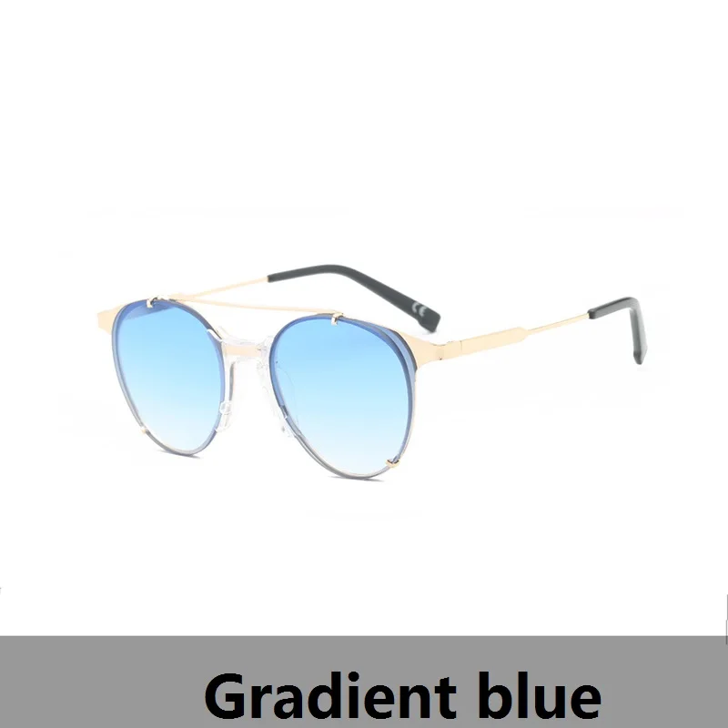 Gradient blue Модные солнцезащитные очки ретро круглые пластиковые и металлические солнцезащитные очки женские мужские дизайнерские Винтажные Солнцезащитные очки DF17008 - Цвет линз: Gradient blue