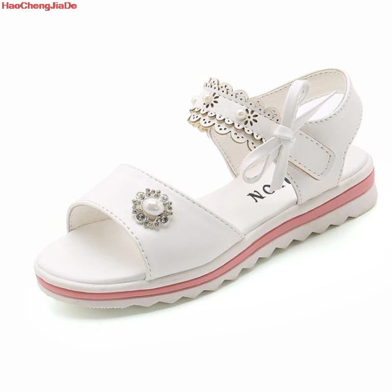 

HaoChengJiaDe New Fish Head Student Sandalies Kids Roman Style Beach Shoes enfant Flat Girls Sandals Summer Princess Shoes