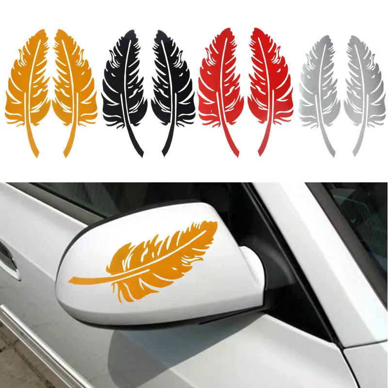 Feather Design 3D Decoration Sticker Car Side Mirror Rearview Car