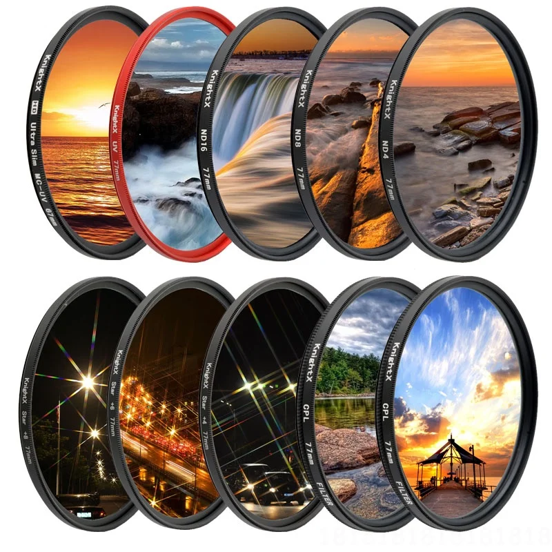 

KnightX FLD UV CPL ND2 nd4 nd8 Star gnd Camera Lens Filter For canon eos sony nikon 1200d color d80 1300d dslr d3300 d600 50d