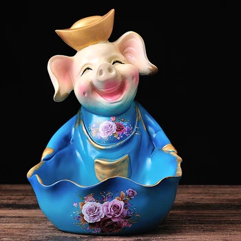 

European Resin Cute Animal Porch Key Storage Box Figurines Decoration Crafts Home Hotel Coffee Table Sundries Collection Box