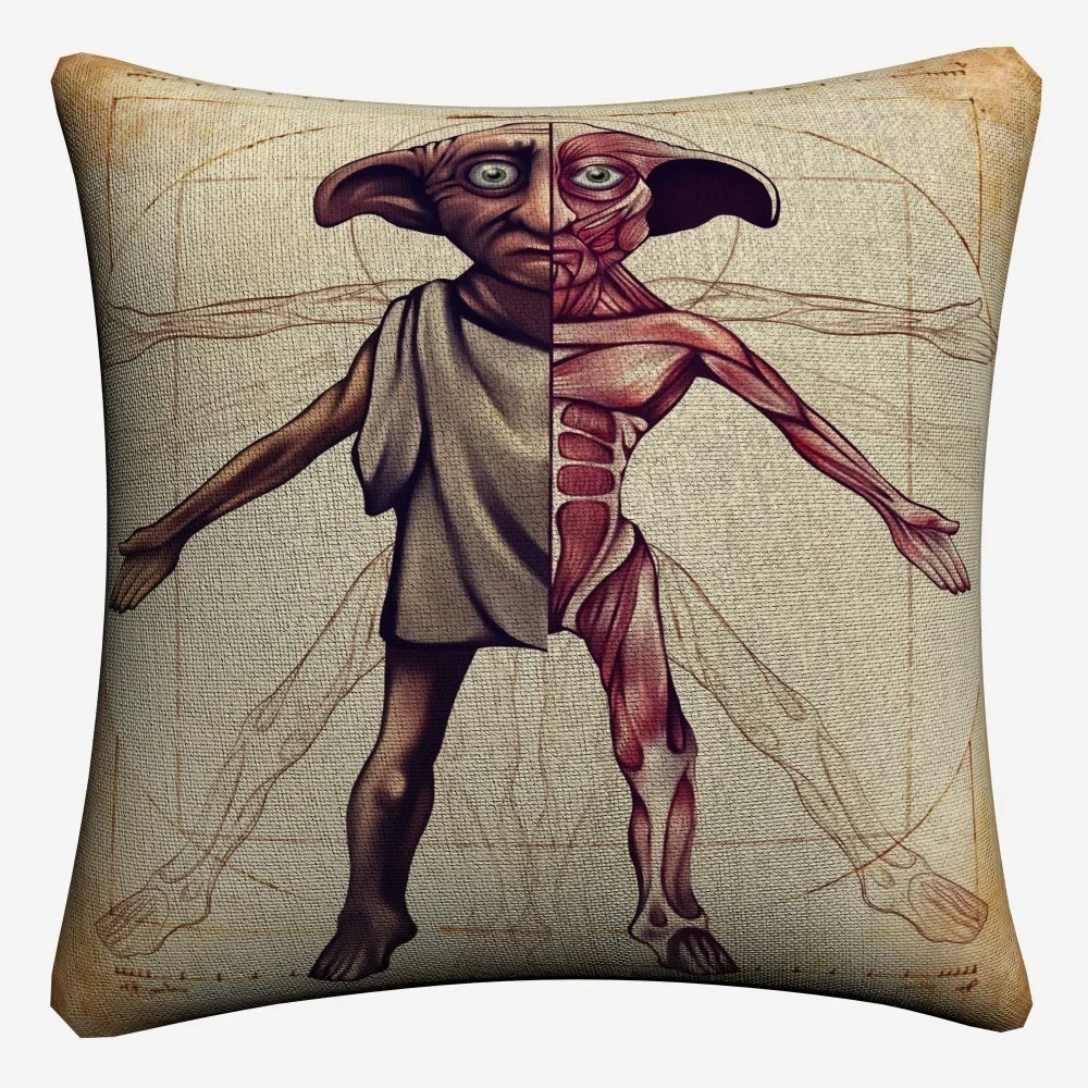 Dobby персонаж ручной росписью декоративные хлопковые льняные наволочки 45x45 см для дивана стул декоративные домашние наволочки Almofada