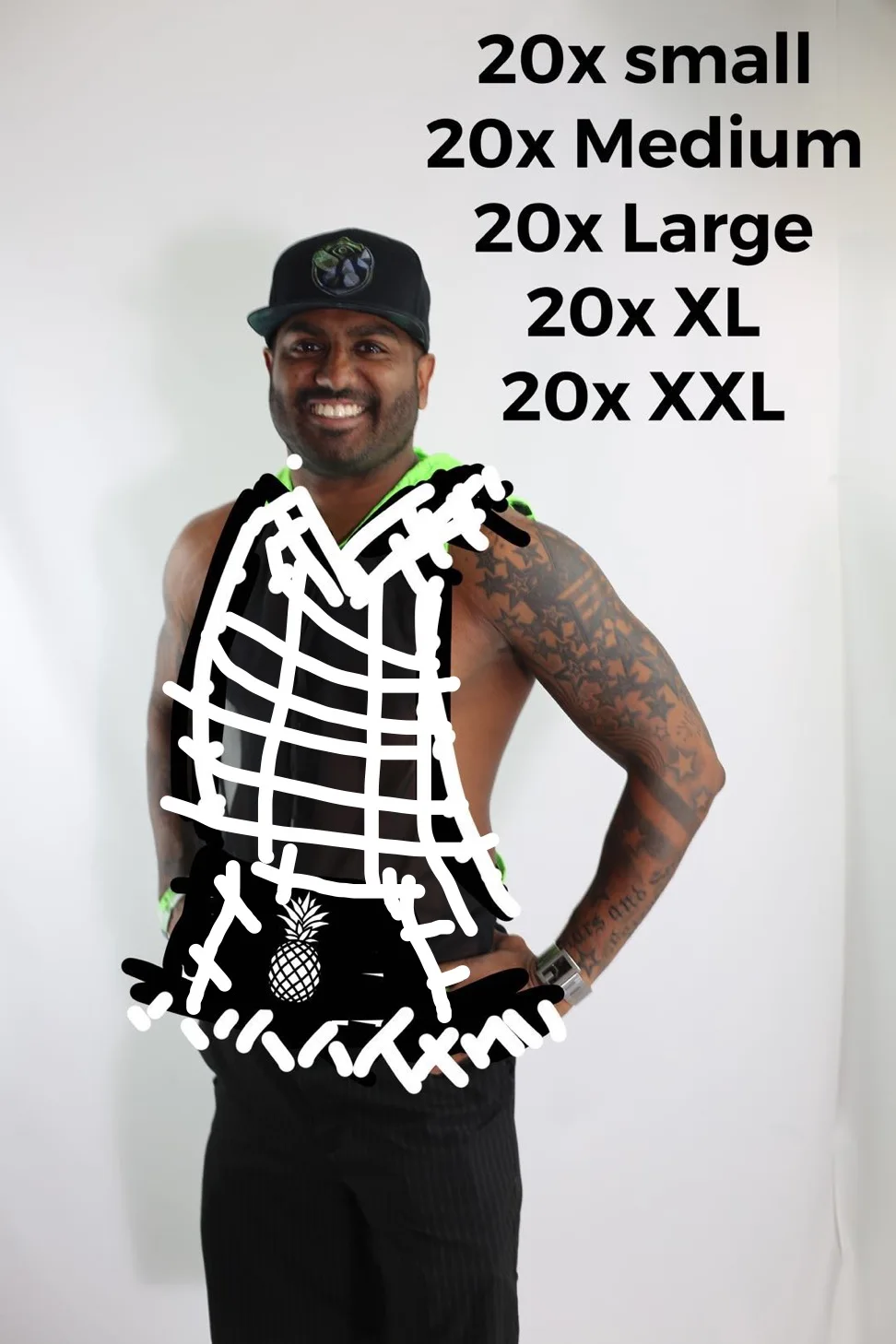 

black white checkerboard gaco pocket solid black with white pineapple logo hoodie all white black without logo all trim checker