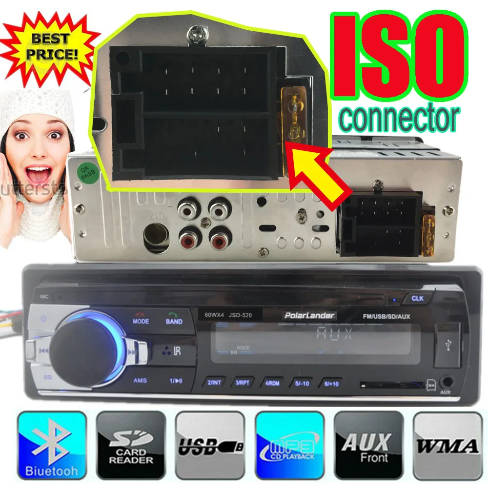 MP3 WMA WAV player Multiple EQ microphone FM SD USB AUX font b Car b font