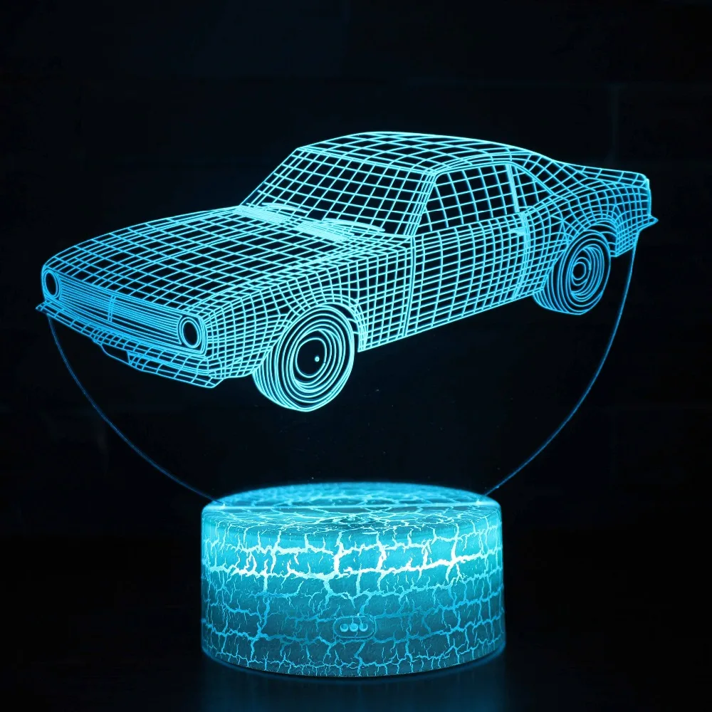Старинная Мода ретро автомобиль 3D визуальная настольная лампа 7 цветов Изменение ночной светодио дный LED USB настольная лампа Атмосфера ночь