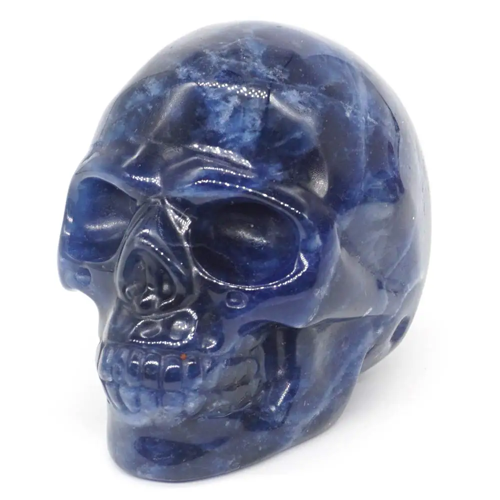 

2" Natural Blue Sodalite Skull Stone Carved Chakra Healing Reiki Feng Shui Skull Decorative Crafts, Minerals