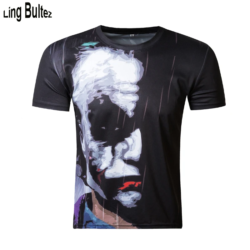 

Ling Bultez High Quality 2018 New Joker Tshirt Fitness BodyBuilding Clothing Compression Shirts 3D Printed Joke Tshirts For Men