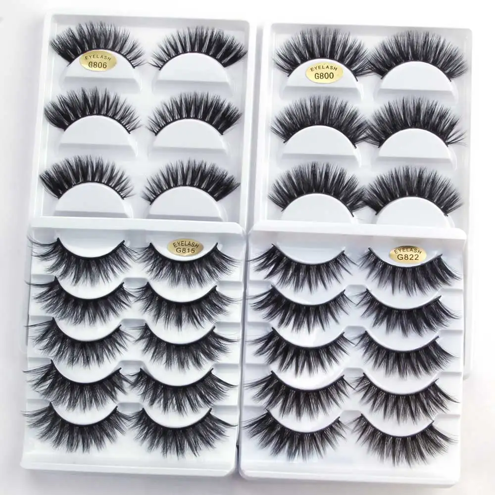 

5 Pairs 3D Mink Eyelashes Natural Long False Eyelashes Eyelash Extension Volume Lashes Full Strip Fake Eye Lashes Makeup G815