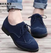 Flat with casual women’s singles shoes British style retro genuine leather Oxford shoes zapatos mujer oxford suede shoes