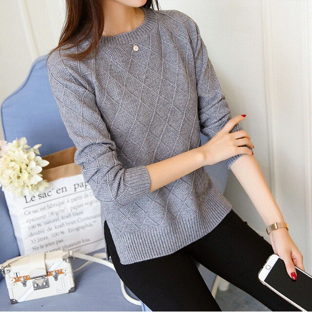JOLINTSAI 2017 Autumn Winter New Sweater Women Long Sleeve O-Neck Solid Women Sweaters And Pullovers Female Knitwear Pull JOLINTSAI 2017 Autumn Winter New Sweater Women Long Sleeve O-Neck Solid Women Sweaters And Pullovers Female Knitwear Pull