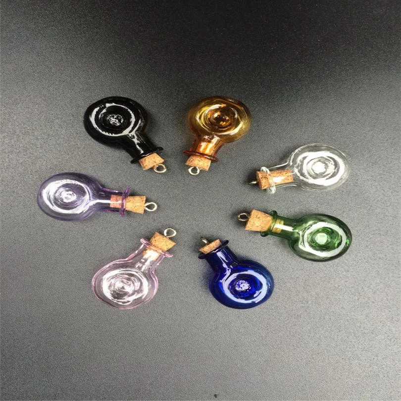 Mini Winebottle Pendant With Metal Loop Small Colors Art Bottles Handmade Gift Party Cute Bottles Mix 7Colors5