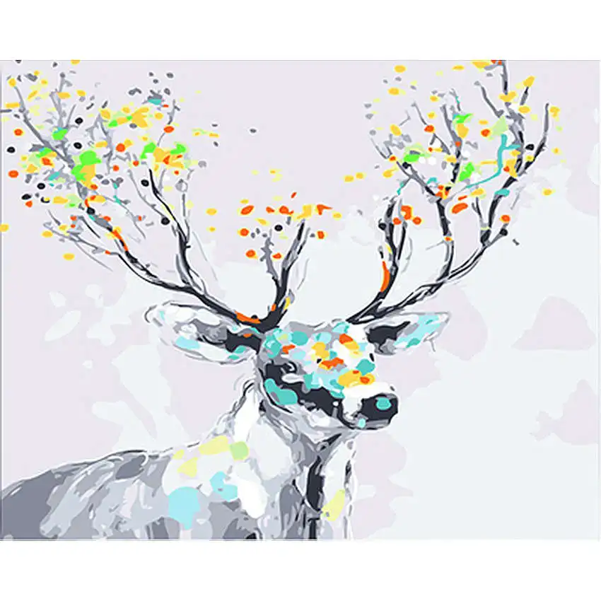 

Digital Oil Painting Coloring By Numbers,DIY Hobby At Home,Painting By Numbers Colorful Deer