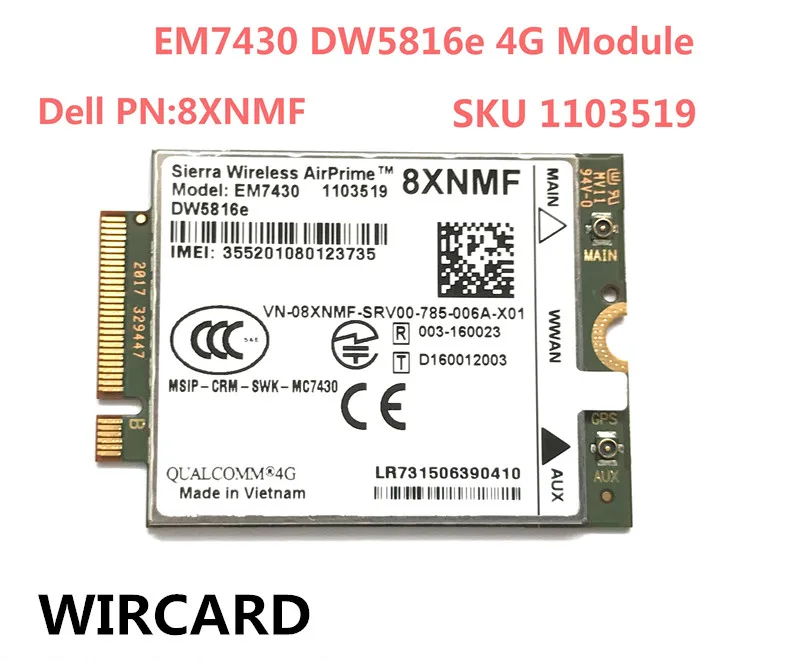 EM7430 DW5816e GOBI6000 Cat6 300M 4G сим-карту LTE DW5816e для DELL Latitude 7280 7285 7290 7389 7390 7480 7490 E7470