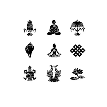 

9 pcs/set Chinese Buddhist Patterns Stamp DIY Toy Photosensitive Seal Funny Planner Scrapbooking Stamps and Dies for Card Making