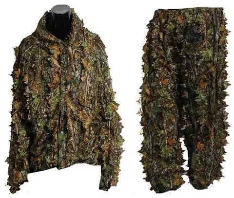 Открытый тактический Лесной Камуфляж Ghillie костюм наборы Военная 3D листьев джунглей Открытый Охота камуфляж снайпер костюм и плащ