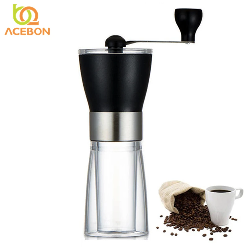

Manual Ceramic Coffee Grinder Washable ABS Ceramic core Stainless Steel Home Kitchen Mini Manual Hand Coffee Grinder by ACEBON