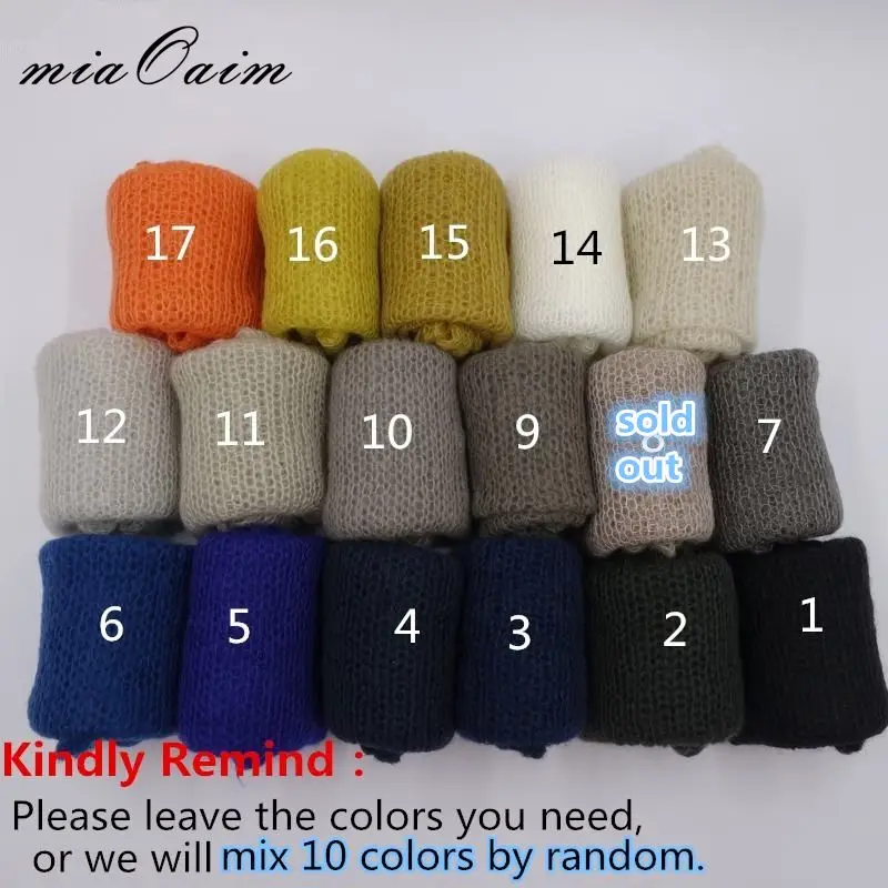 MIX 10 COLORS 10 шт./лот, смешанные цвета, 60*30 см, вязаные акриловые мохеровые обертывания для новорожденных, фотообертывания для новорожденных, подарок на день рождения, реквизит для новорожденных - Цвет: MIX 10 COLORS