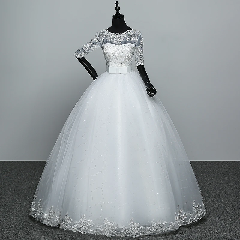 Бальное платье реальные изображения Vestido De Novia Тюль свадебное платье с кружевом с коротким рукавом и аппликацией для невесты