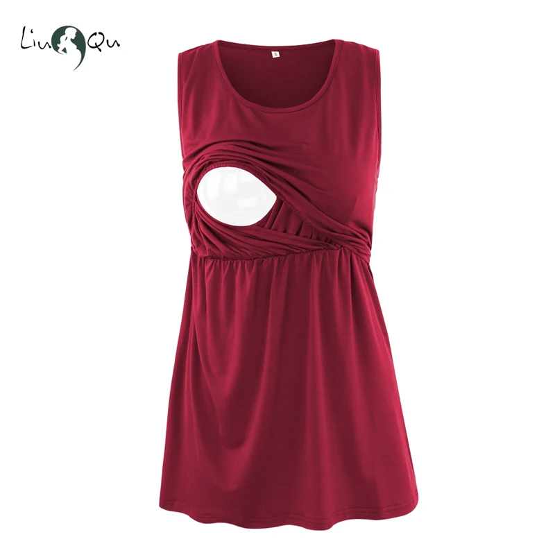 

Women Pregnancy Clothes Breastfeeding Pregnant Nursing Clothes Loose Tops Sleeveless Ruched Pleat Maternity Tank Tops